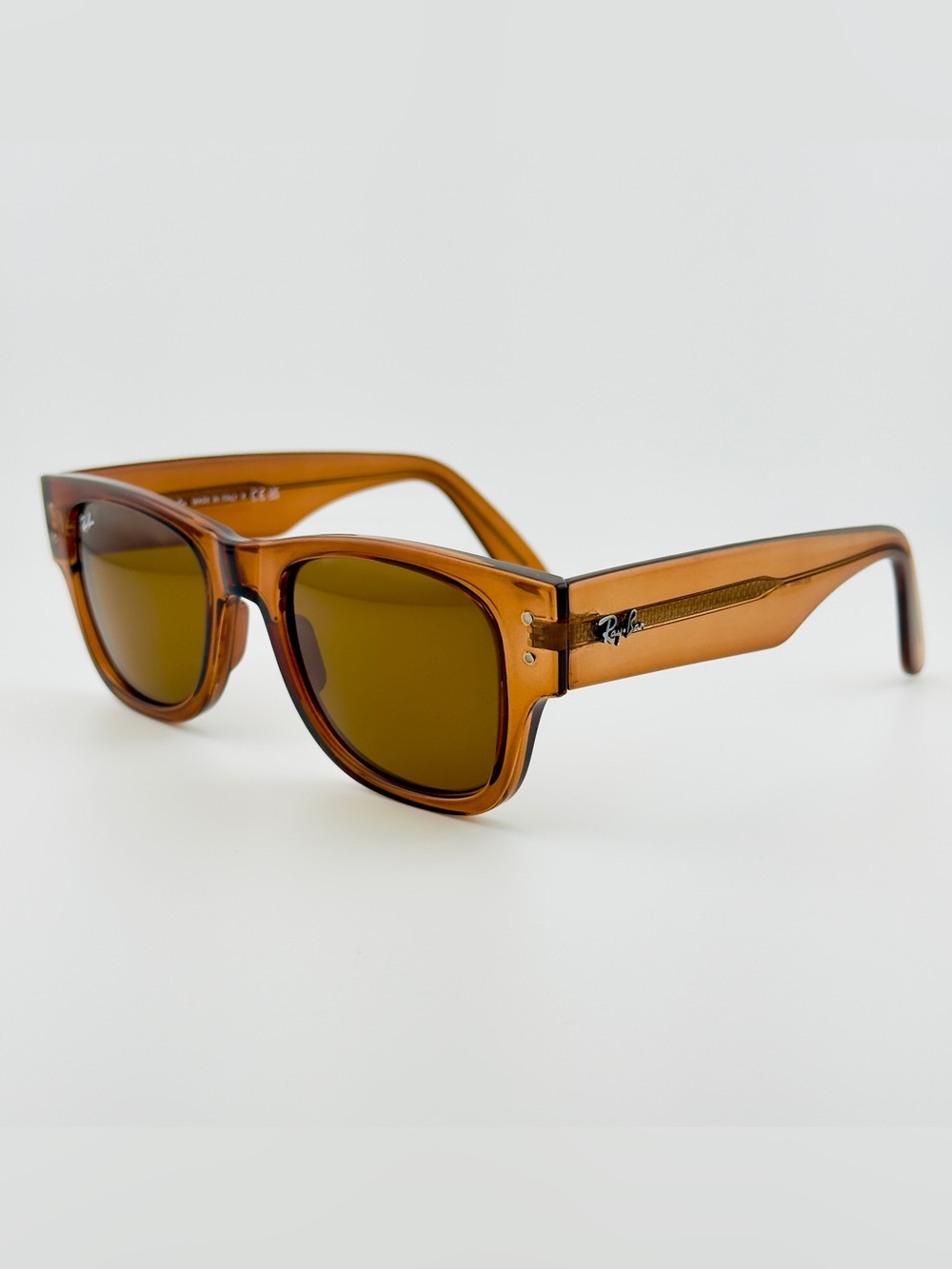 Ray-Ban Mega Wayfarer Sunglasses RB0840 Transparent Brown Frame with Brown Lens - Picture 8 of 15